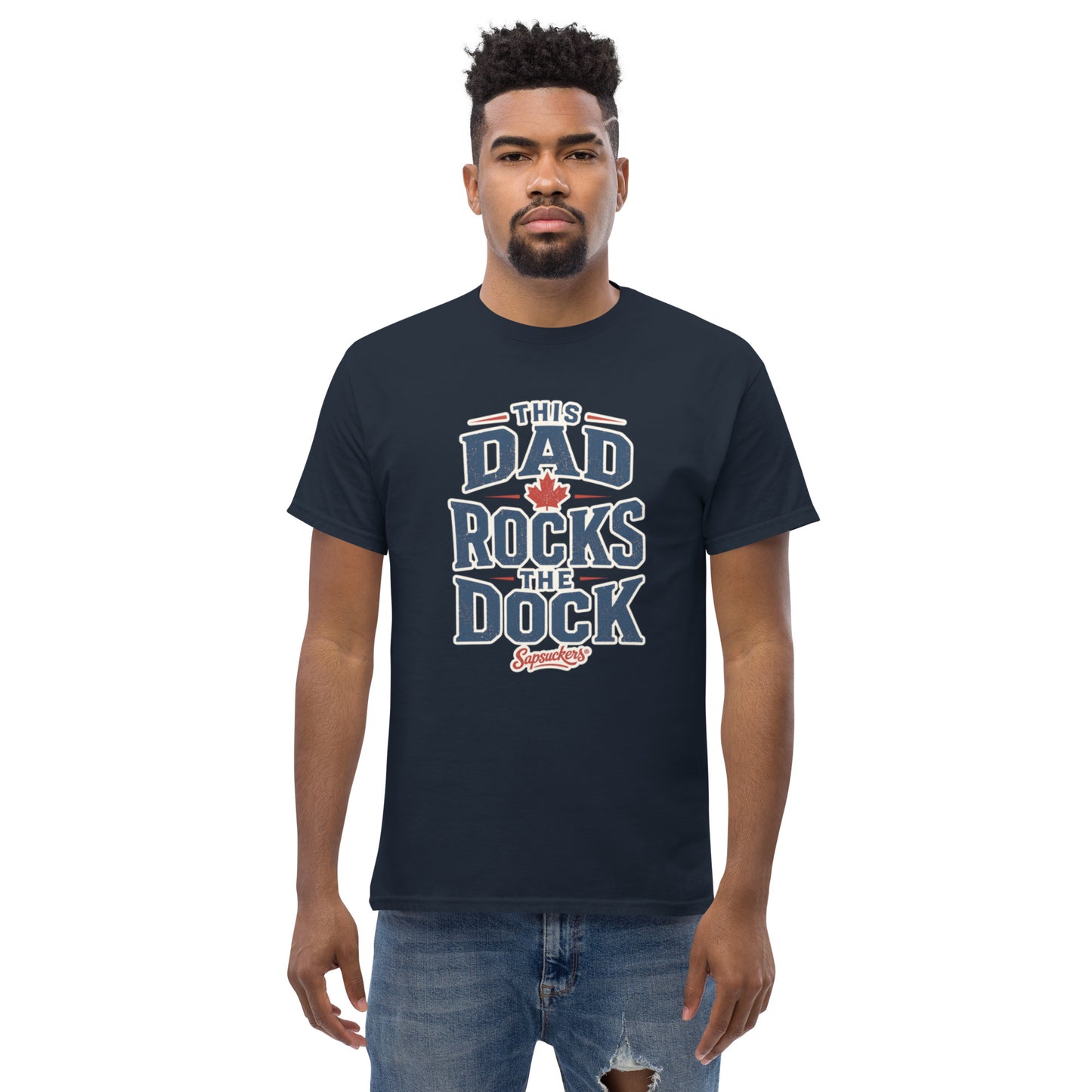 This Dad Rocks the Dock Classic Tee — front view — Sapsuckers® Canadian tee