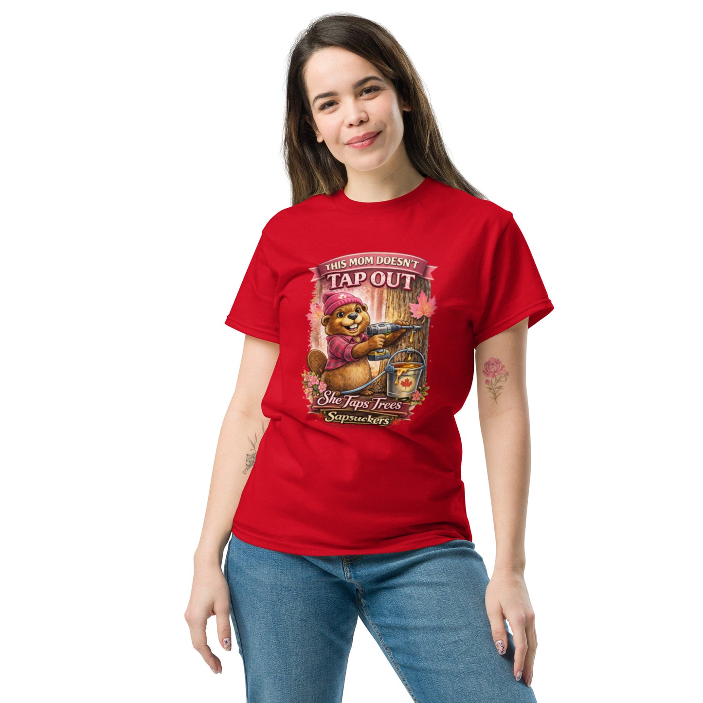 This Mom Doesn't Tap Out Classic Tee — front view — Sapsuckers® Canadian tee