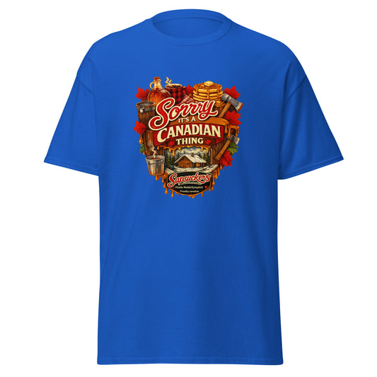 Sorry, It's a Canadian Thing Classic Tee — front view — Sapsuckers® Canadian tee