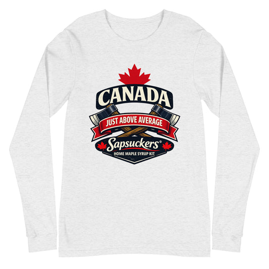 Just Above Average Long Sleeve — White | Sapsuckers® Unisex Long Sleeve