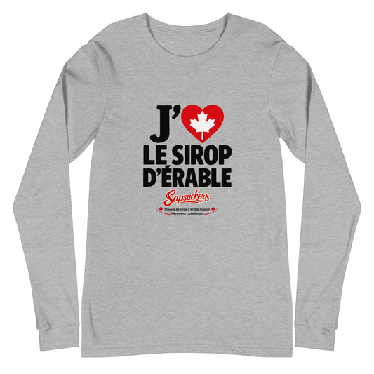 J'❤️ Le Sirop D'Érable Long Sleeve — Athletic Grey | Sapsuckers® Canadian Maple Syrup Long Sleeve