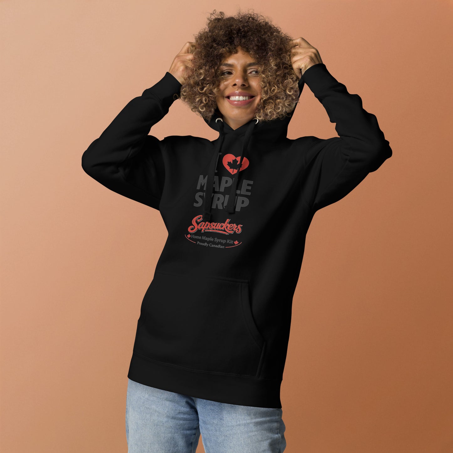 I Heart Maple Syrup Hoodie — front view — Sapsuckers® Canadian hoodie