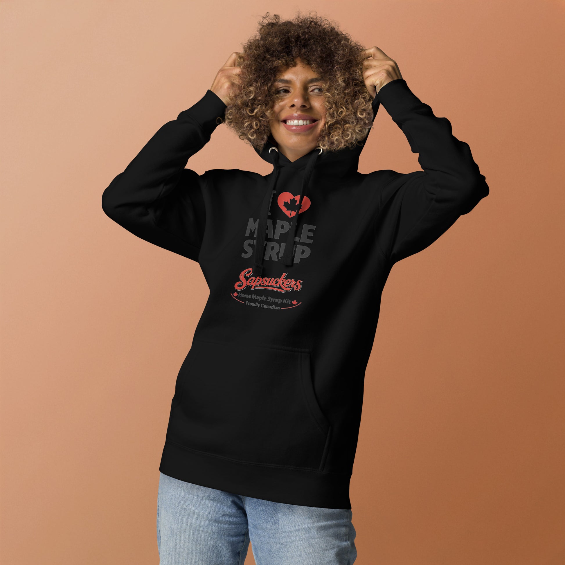 I Heart Maple Syrup Hoodie — front view — Sapsuckers® Canadian hoodie