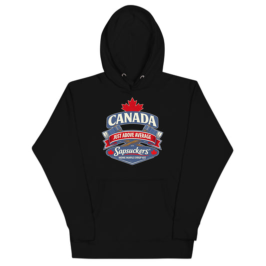 Just Above Average Hoodie — Black | Sapsuckers® Unisex Hoodie