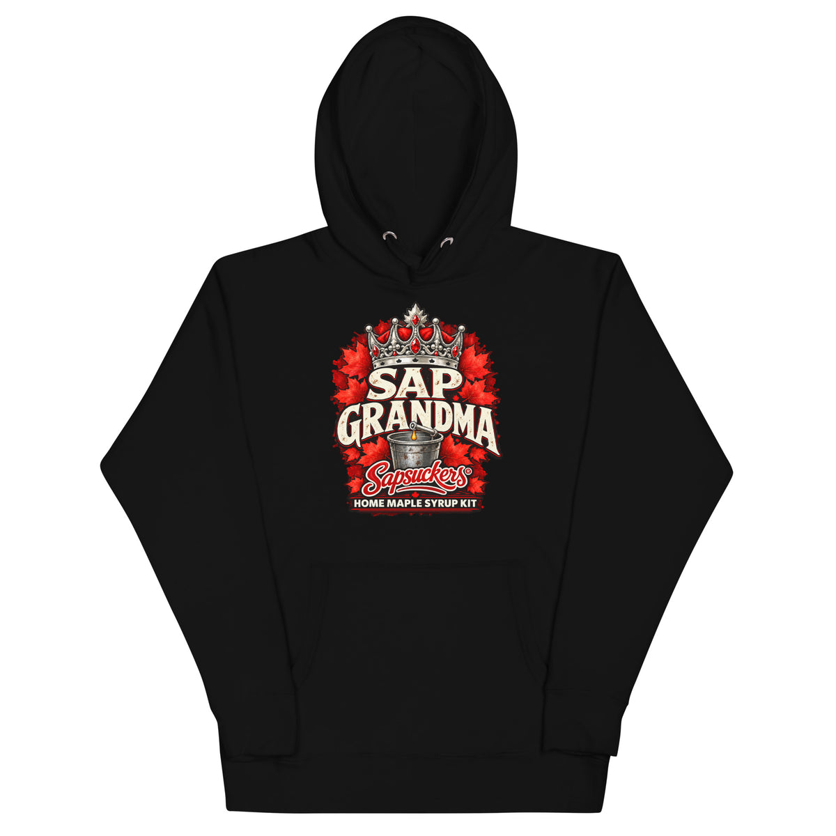 Sap Grandma hoodie in Black, Sap Family design by Sapsuckers™