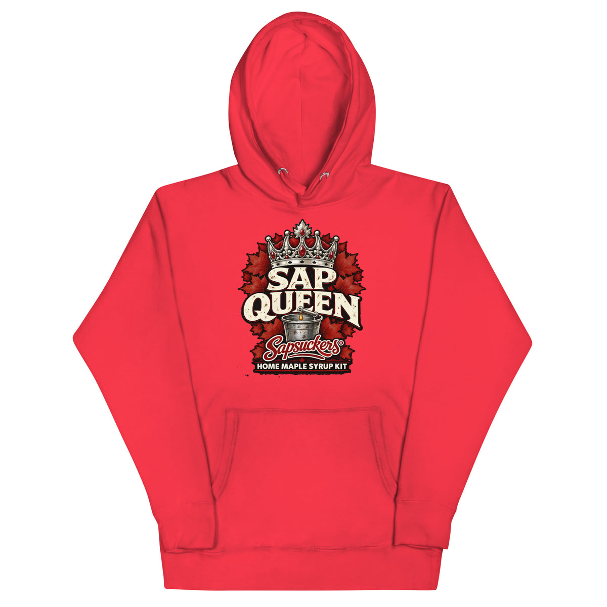 Sap Queen hoodie in Team Red, Sap Family design by Sapsuckers™