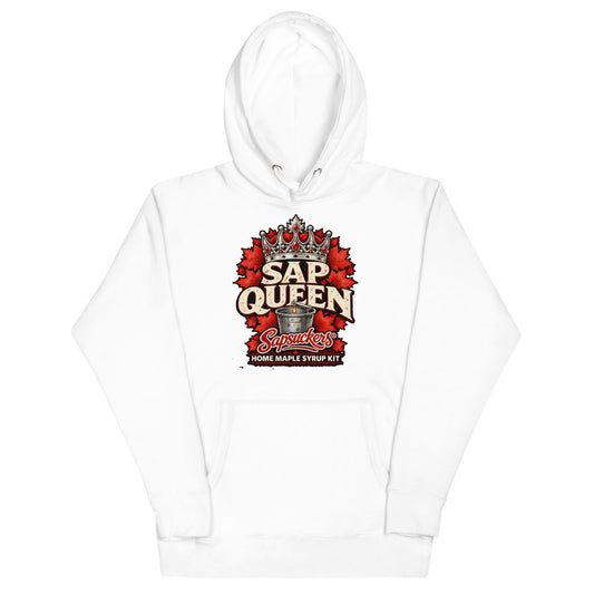 Sap Queen hoodie in White, Sap Family design by Sapsuckers™