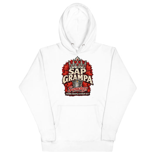 Sap Grampa hoodie in White, Sap Family design by Sapsuckers™