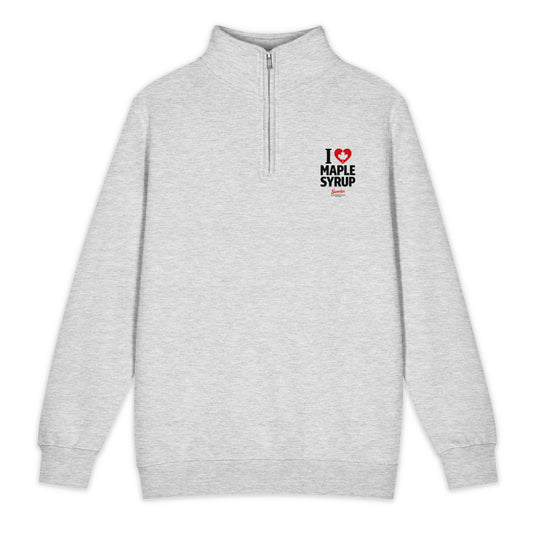 I Heart Maple Syrup Quarter-Zip Sweatshirt — front view — Sapsuckers® Canadian hoodie
