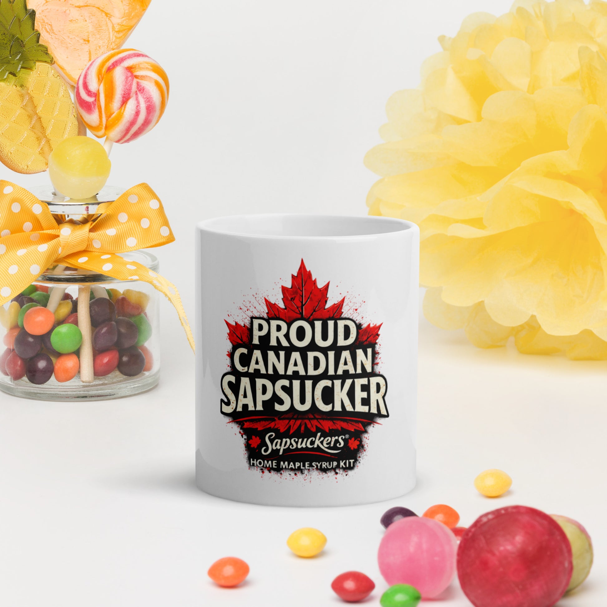 Proud Canadian Sapsucker Mug — front view — Sapsuckers® Canadian ceramic mug