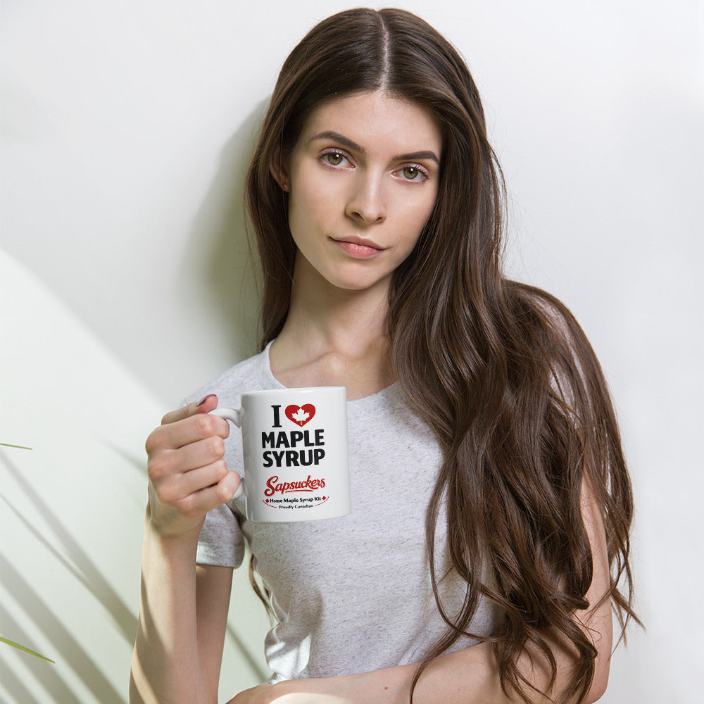 I Heart Maple Syrup Mug — front view — Sapsuckers® Canadian ceramic mug