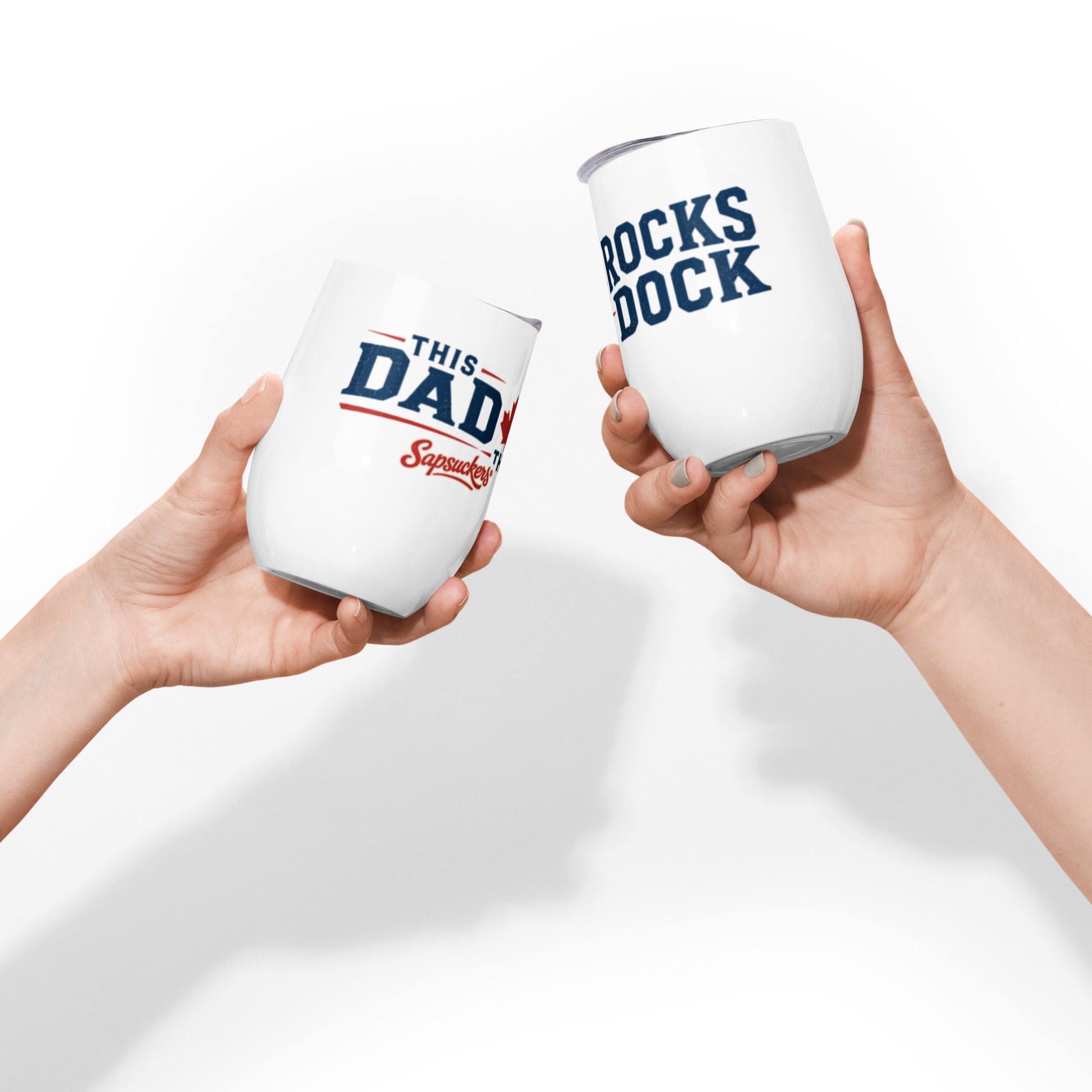 This Dad Rocks the Dock Wine Tumbler — front view — Sapsuckers® Canadian wine tumbler