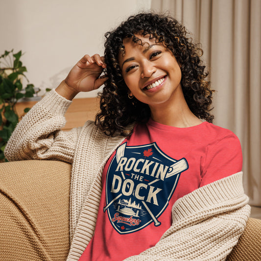 Rockin' the Dock Women's Relaxed Tee — front view — Sapsuckers® Canadian tee