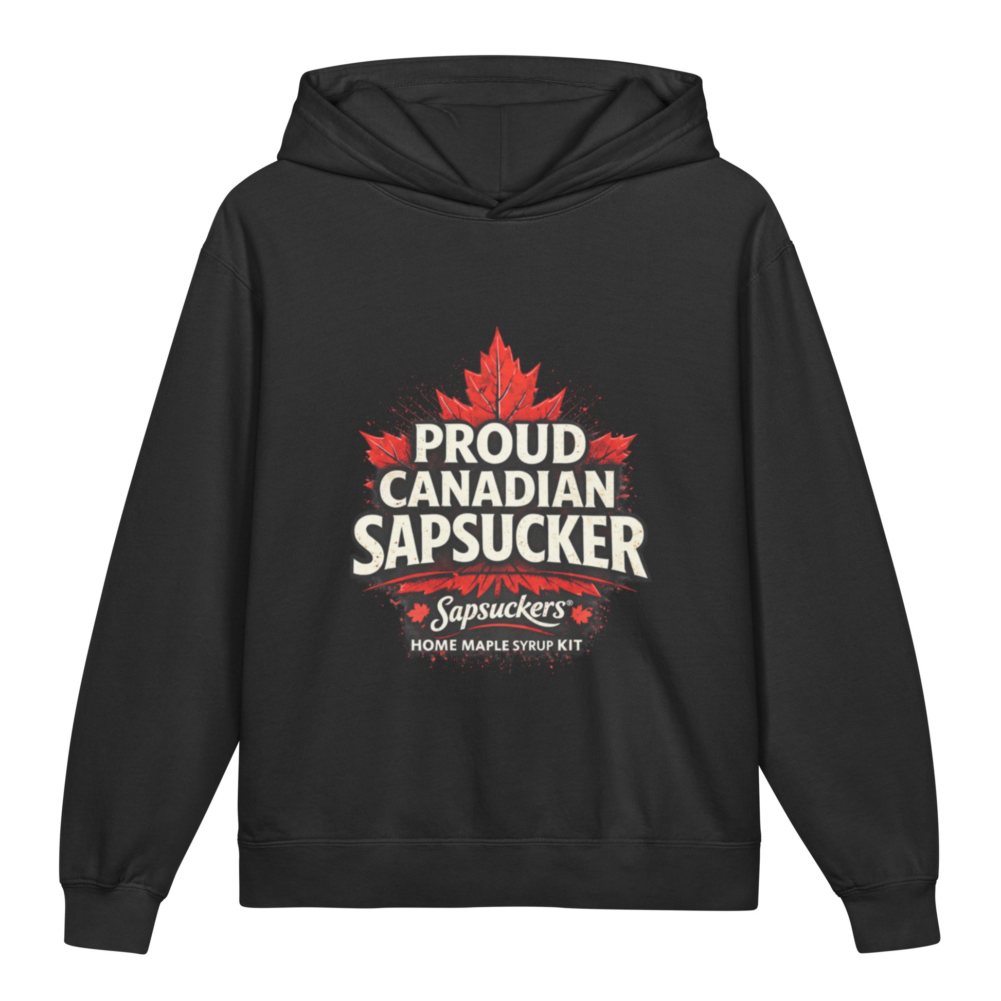 Sapsuckers Proud Canadian Sapsucker Kids Hoodie - Black