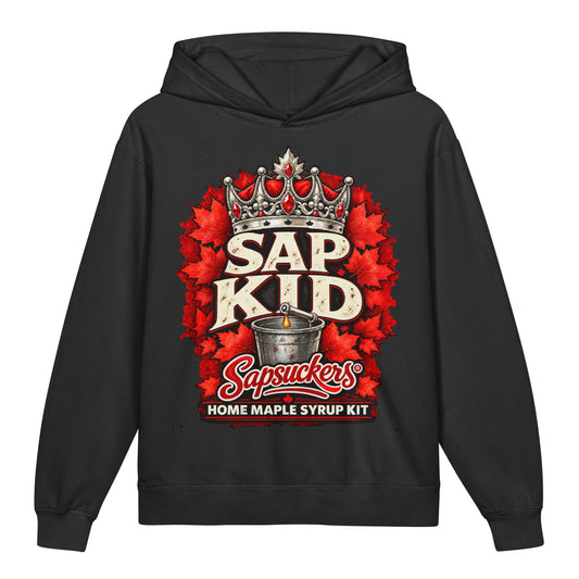 Sap Kid kids hoodie in Black, Sap Family design by Sapsuckers™