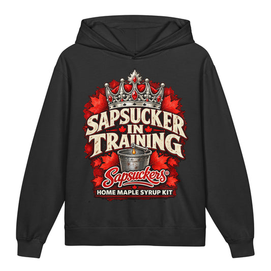Sapsucker in Training kids hoodie in Black, Sap Family design by Sapsuckers™
