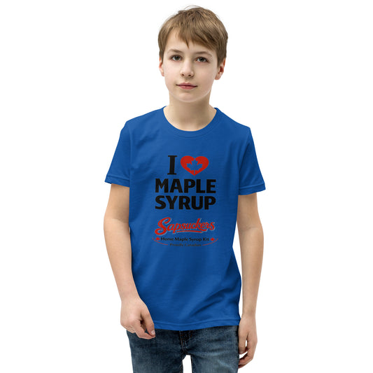 I Heart Maple Syrup Kids Tee — front view — Sapsuckers® Canadian tee