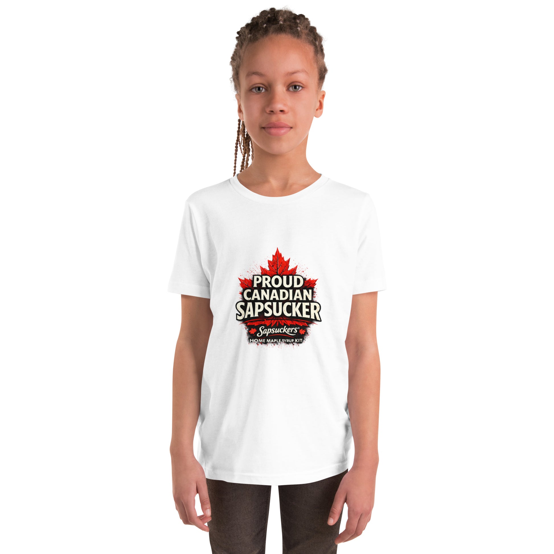 Proud Canadian Sapsucker Kids Tee — front view — Sapsuckers® Canadian tee