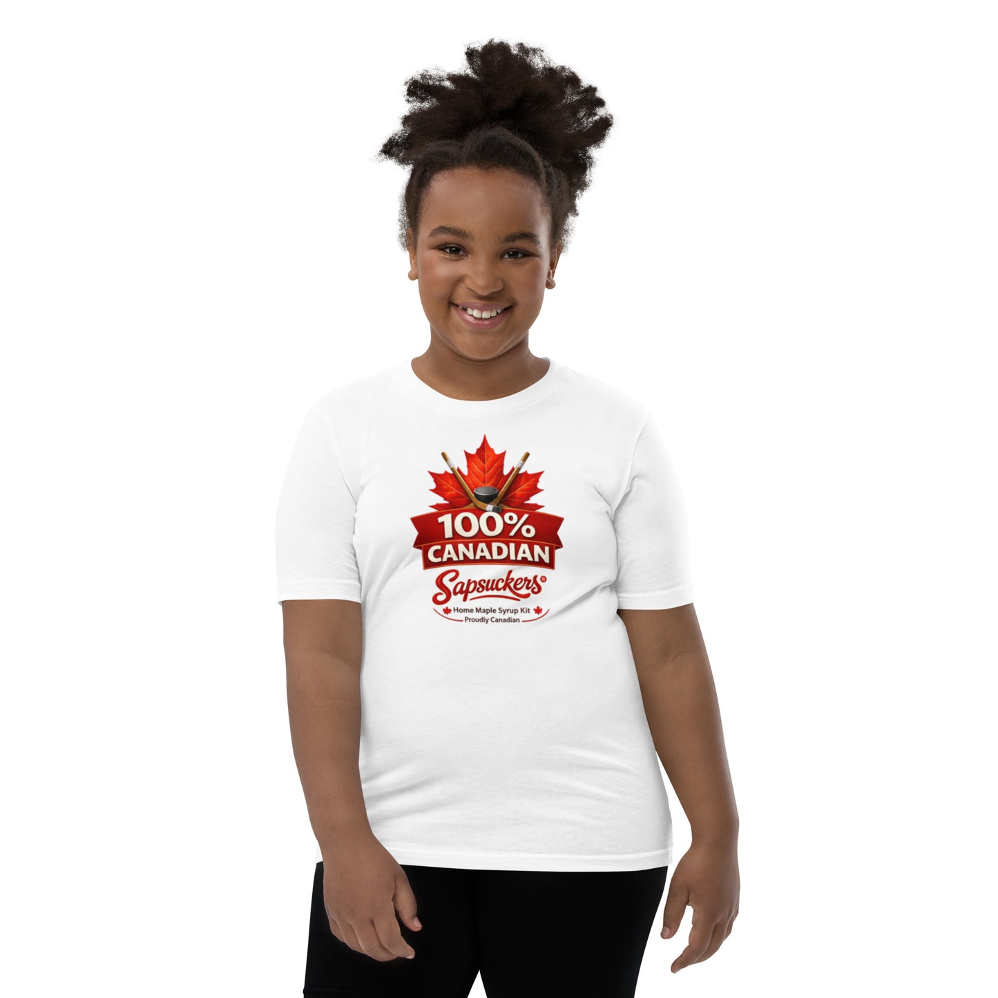 100% Canadian Kids Tee — front view — Sapsuckers® Canadian tee